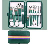 Nail Clippers Set with Folding Bag Manicure Kits Scissors Set Nail Cutter Set Stainless Steel Makeup Beauty Tool,Blue 19 PCS (Green 13 PCS)