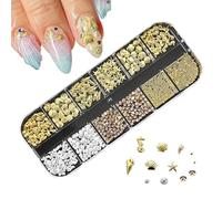 Nail Decorations, 3D Nail Set, 1.97x5.12 inches Sea Theme Long Lasting Rhinestone Manicure Accessories, Art Kit for Holiday Home Travel Salon and Daily, Wedding Party Girls