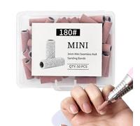 Nail Drill Sanding Bands - 50pcs Small Cylinders, 240 Grit Emery Sleeves, Rotary File Accessories With Portable Box Holder | Pedicure Polishing Tools For Professional Technician And Care Routine