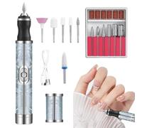 Nail File Drill, Electric Nail Drill Kit, Professional Usb Ricaricabile Manicure Pedicure Tool for Gel Polish and Acrylic Nails Removal, 5,31 x 0,79 pollici, grigio, blu, rosa