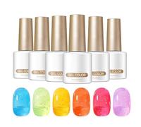 Nail Gel Effetto Bolle,6 Pezzi Cosmetici a Lunga Durata - Set Semitrasparente per Donne,per Uso Domestico Principianti Matrimonio Spiaggia Viaggio