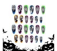 Nail Halloween Press On - Set di 24 pezzi riutilizzabili, per