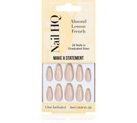 Nail HQ Almond Lemon French Unghie finte con colla e applicatore 24 pz