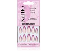 Nail HQ Almond Purple French Unghie finte con colla e applicatore 24 pz