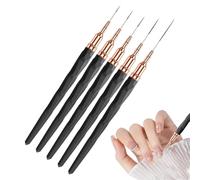 Nail Liner Brush, Fine Tip Nail Detail Brushes, 5 pezzi UV Gel Polish Painting Tools, dimensioni 7/9/11/15/25mm, Precision Art for Long Lines and Thin Details