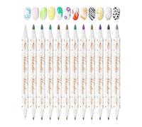 Nail Markers 12 Colors Double Tip Waterproof Quick Dry Painting Tools DIY Design Salon | Doodle Pens Precision Line Stroke Decorating | Manicure Kit Women Men Youth Beginner Styling