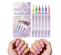 Nail Markers - Nail Pen Set 6 Colors | Manicure Pens, Fine Tip Nails Art Tools for Women Kids Adults DIY Decoration Creative Drawing Stylish Salon Home Manicure Kit