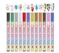 Nail Paint Pen, 12 Colors, Quick Drying, 15cm/6.1in 5.5cm/2.1in Waterproof, Fine Tip, Graffiti Drawing Tool, Manicure Design, Home Salon Use Style with Ease