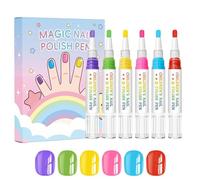 Nail Paint Pens, 6-Color Kids Manicure Kit, Waterproof Peel-Off Marker | Quick-Dry Formula | Fun Design Stamps | Easy To Remove | Material | Perfect Birthday Gift For Little Girls Creative