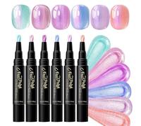 Nail Paint Pens 6 - Functional versatile modern elegant compact lightweight Color Water, Base Gel, Pencil, Quick Dry Design Tools Beginners | Multipurpose Outdoor Indoor Utility