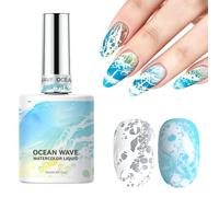 Nail Paint Sea Wave - With Quick Dry Bubble Liquid Use | Watercolor Gradient Nail Design Gel Women Girls Salon Home Travel Daily Wedding Photoshoot Party Birthday Stage