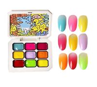 Nail Painting Gel, Gel Fingernail Polish, 9-Color Long Lasting Formula with Smooth Application, Manicure Art Cosmetics for Professionals Beginners Travel Home Wedding Gathering