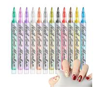 Nail Painting Pens - Multi Shade Tip Design Pens, Decorative Fingernail Tools, Long Lasting Color Applicators, Anti Smudge Drawing Kit | Compact Carry Case For Practice Art, Travel,