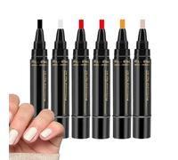 Nail Pen Set - 6 Piece Quick Dry Long Lasting Manicure Tools | 3 In 1 Gel Non-UV One-Step DIY Nail Pen | For Girls Women Mothers Salon Home Party Holiday Summer Spring Halloween Wedding