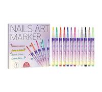 Nail Pens - 3D 12-Color Quick-Drying Set, Dotting Liner Brush Kit, Smooth Precision Tips, Easy Grip Design, Beauty Necessities for Home Salon Party Travel Photoshoot Wedding Date Practice Holiday