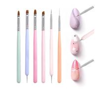 Nail Pens, 6 Pieces Gel Carving Brush, Nylon Wool, Abs, Metal Double-Headed Manicure Tool Set, Rhinestone Picker for Women, Daily Enthusiasts, Professional Salon, Uv Gel, Indoor, and Travel, (43g)