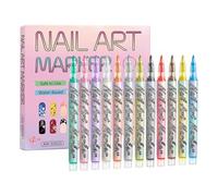 Nail Pens, Quick-Dry Paint Set, 12 colori con punte da 0,7 mm, Easy Art Tool for Creative Designs, Manicure Supplies, Pens for Christmas Beginners Teen Women Manicure Night Girls Kids