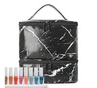 Nail Polish Bag, Double Layer Manicure Storage Case, Adjustable Compartments, Travel Friendly Organizer for Nail Art Supplies, Tools, and UV Lamp Storage