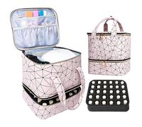 Nail Polish Organizer Bag, Double Layer Design Nail Polish Holder, Carrying Case for 30 Bottles, Nail Dryer Case, Manicure Tools, PU Leather, Portable, 24.52126cm, Perfect for Travel