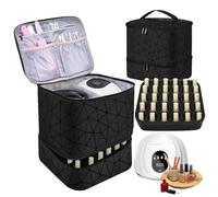 Nail Polish Organizer Case - 9.65x8.27x10.24in Pu Leather Storage Bag, Portable Cosmetic Holder, Protective Travel Box | Large Capacity Nail Polish Carry Bag for Manicure Tools Birthday Gift for Women