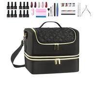 Nail Polish Organizer Case, Doppio Strato Chiodo Forniture Storage Holder Bag, Portable Travel Nail Tech Carrying Case for Nail Lamp, Nail Tools, Manicure Kit Storage, Professional Nail Organizer,