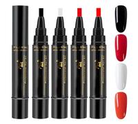 Nail Polish Pen, 4 x Gel Drawing Set, 4,72 in Manicure Art Kit, Portable Travel-Friendly, Authentic Quick-Dry Formula for Dating, Holidays, Everyday Styling, Commuting