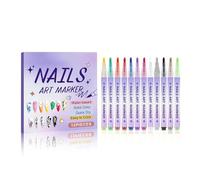 Nail Polish Pens - 12-Piece Quick-Drying Waterproof | 1.07x13.3cm Kids Gel Nail Design Drawing Painting Pens | For Drawing Painting Dotting Graffiti Girls Kids Teens Adults Beginners