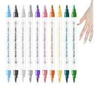 Nail Polish Pens, Double Ended 3 D Nail Paint Pens, Quick Drying Acrylic Colorant Point Liner, 10 Colors Markers Set for Manicure Design, At Home Salon Art