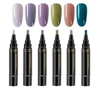 Nail Polish Pens, Quick-Dry 6-Color Markers, Not Difficult Precision Application, No UV Light Needed, Easy to Hold for & Professional Manicure Accessories