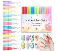 Nail Polish Pens, Quick-drying Smudge-proof Vibrant Colors, 0.03 Inches Graffiti Art Fine Tip Pen, Precision Painting, 12x Polish Sticks Liquid Waterproof for Women