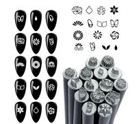 Nail Polish Stamp, Nail Craft Design Tools, 15 Designs Stamp Pen Set, Variety of Patterns, Professional Manicure Equipment for Women Girls Beginners, 6,1 x 0,5 pollici, nero, 15 pezzi