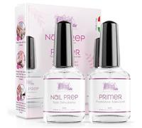 Nail Prep e Primer Unghie Gel 12ml - 2 pz. - Kit Preparatori per Unghie Professionale Migliora Tenuta delle Unghie Ricostruite Primer NON ACIDO Promotore d'adesione e Nail Prep Deidratante per Unghie