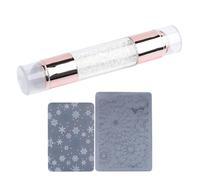 Nail Stamp Kit, Stamping Pens Set, 4.53x0.79in Versatile Double Ended Design, Rhinestone Embellished Handles, Portable Practice for Women, Salon, Home