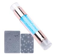 Nail Stamp, Stamping Pen, Double Ended Design Rhinestone Embellished Stamper Kit, Beauty Supplies for Women Salon Home Practice Use