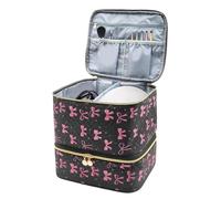 Nail Supplies Organizer - Nail Bag Organizer Case | Manicure Tool Box Makeup Holder With Black Bow Design | Manicures Stations Tool Caddies Make For Manicure Pedicure Care Grooming Hair Art Beauty