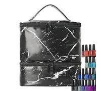 Nail Supply Bag, Double-Layer Manicure Tools Organizer, Flexible Lamp Storage, Lightweight Portable Travel Pouch for Home, Salon, Families, 9.84x7.87x1.38 inches, Black and White