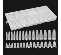 Nail Tips Kit - Clear 180 Pieces Sandwich Manicure Tools, False Nail Tips | Trapezoidal Almond Shape Attribute, Home Salon Usage Suitable Family Travel Holiday Wedding Pedicure Makeup Beauty Professio