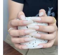 Nail Wear Lotus Root Powder Long Style Nail Patch finito con pezzi staccabili per unghie, 10 pezzi (S)