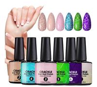 Nailack-Uv 6 pezzi CRACHLE, design base di ricarica | Craquelé Nagelkunst effetto marmo per viaggi, scuola, educazione a casa, viaggi d'affari e manicure creati