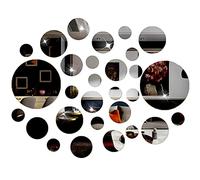 NAILDOKI Adesivi murali fai da te, set di adesivi per specchi acrilici, 60 adesivi da parete a specchio circolari per la decorazione della casa della camera da letto del soggiorno (Nero)