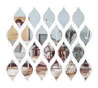 NAILDOKI Decalcomanie murali fai da te Set di adesivi acrilici a specchio, adesivi murali a specchio per la decorazione del soggiorno e della camera da letto (Teardrop Silver 24Pcs)