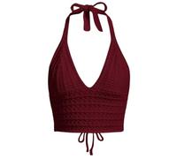 Naileksi Top da Donna con Lacci Senza Schiena, all'Uncinetto, Crop Top Y2k, Slim Fit, Senza Maniche, Scollo a V, Retro con Lacci, Canotta, Rosso, L