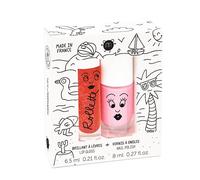 Nailmatic Kids Holidays - Set Smalto Bambini + Lucidalabbra Bambina Fruttato - Smalto per Bambini Atossico - Smalto Rosa + Lucidalabbra Naturale alla Fragola - A partire dai 5 anni di età