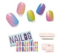 NAILOG Pellicola per Unghie, 20Pcs Nail Stickers Gel Varnish Adesivo Stencil, Smalto Adesivo per Unghie French Manicure Nails Wraps Decorazione DIY per Donne Ragazze, Rainbow