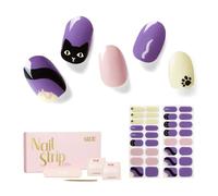 NAILOG Pellicola per Unghie, 34Pcs Strisce per Unghie in Gel Semi Polimerizzato Adesivi e Decalcomanie per Unghie di Qualità da Salone per Donne Ragazze, Black Cat