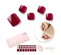 NAILOG Strisce di Gel Semi Polimerizzato, Strisce di Smalto per le Dta dei Piedi con Finitura gel Lucida,32 pezzi Impacco per Unghie a Lunga Durata, Rouge Noir