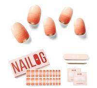 NAILOG - Strisce di smalto gel semi-polimerizzato per unghie (20 adesivi lucidi super lunghi), finitura in gel morbido lucido e a lunga durata, arancione (Impasto)