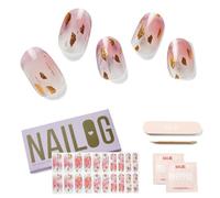 Nailog, Strisce di unghie adesive in gel semi-catalizzato, extra lunghe, resistenti, 20 pezzi, con finitura lucida in morbido gel, Rose land