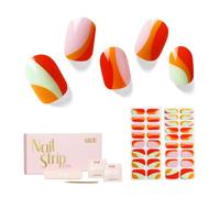 NAILOG Strisce per Unghie in Gel Semi Polimerizzato, 34 Pcs Adesivi e Decalcomanie per Unghie di Qualità da Salone, Nail Wraps Decorazione DIY per Donne Ragazze, Lollipop