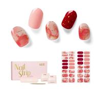 NAILOG Strisce per Unghie in Gel Semi Polimerizzato, 34 Pcs Adesivi e Decalcomanie per Unghie di Qualità da Salone, Nail Wraps Decorazione DIY per Donne Ragazze, Rose Cloud